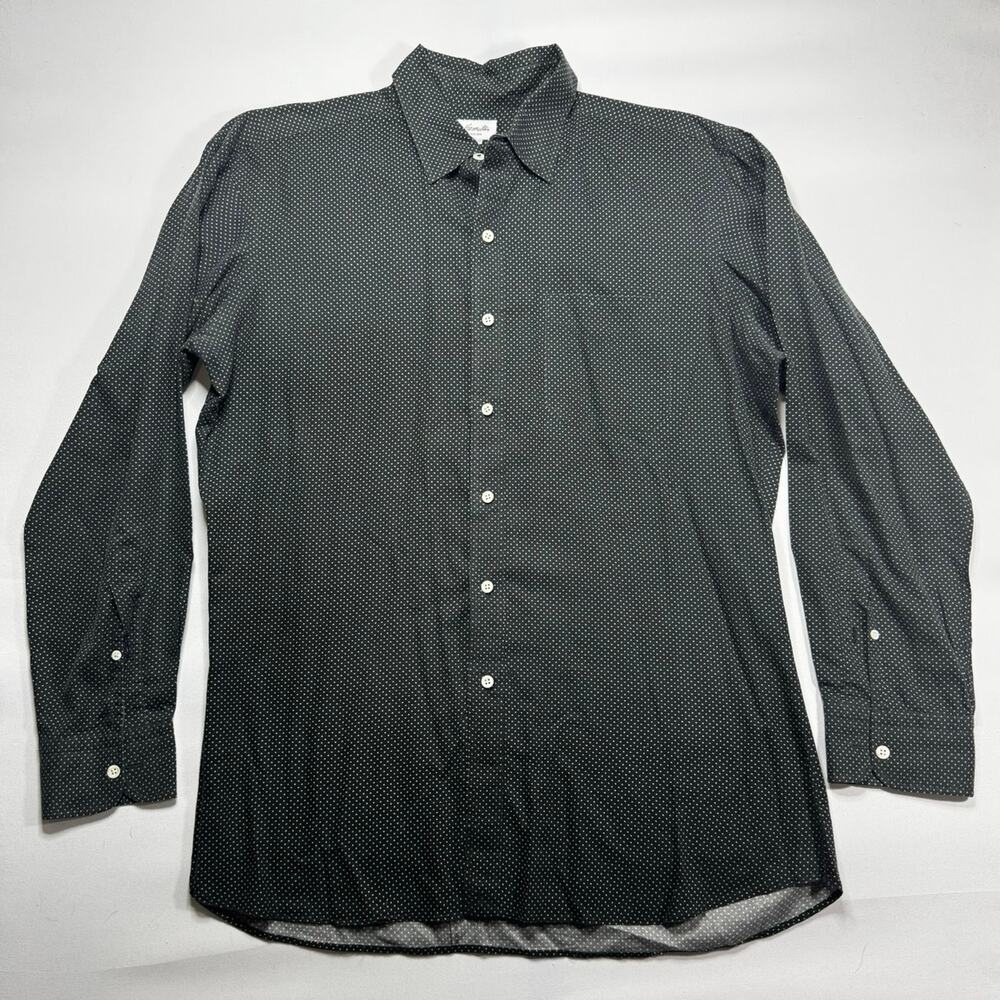 Hamilton Sept 14 Men's Long Sleeve Black Geo Print Button Up Dress Shirt - XXL